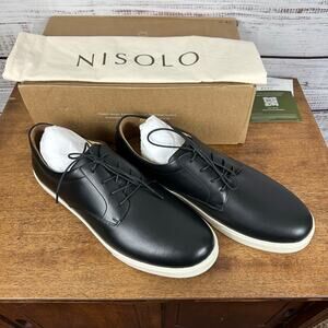 Mens NIB NEW Nisolo Diego Everyday Sneaker Black Leather Lace Up Low Top Sz 12.5
